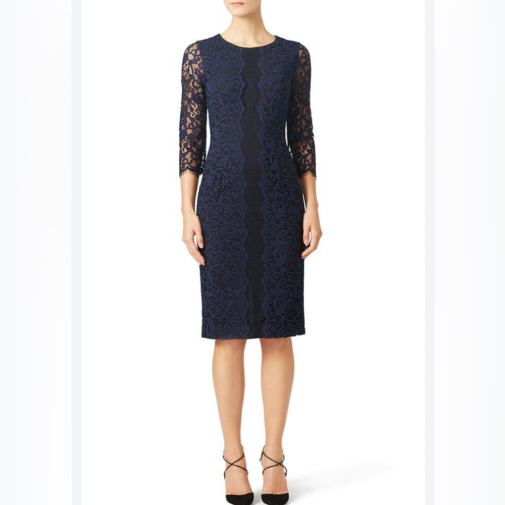 ERIN by Erin Fetherston Navy Long Sleeve Lace Dress (A070)
